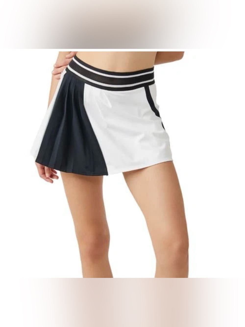 Free People Round Robin Black and White Panel Tennis Skirt Lined